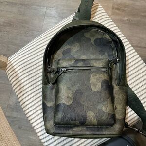 Coach Green Camouflage Slingback Backpack
